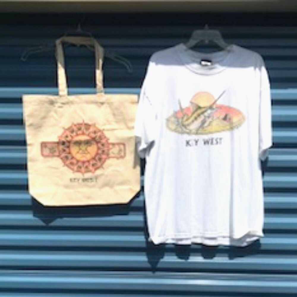 T-Shirt . Size: XL {16-18 } Del Sol Key West & Large Tote Bag Glows in Sunlight